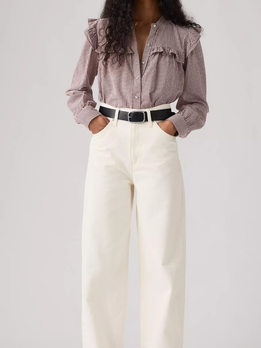 Cream Cinch Baggy Women's Jeans